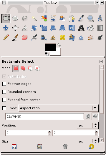 Screenshot 6 Gimp: Vordergrundgarbe auf schwarz und Hintergrundfarbe auf weiß einstellen