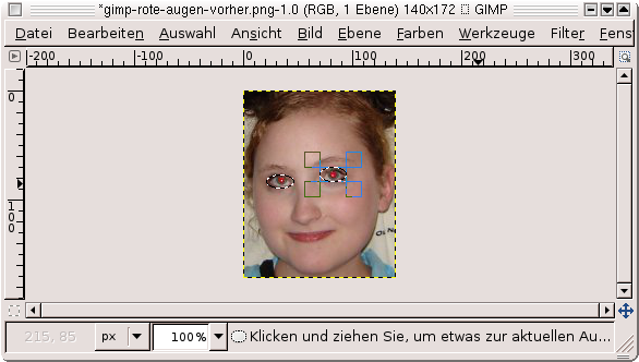 Screenshot 3 GIMP: Auswahl beider roter Augen